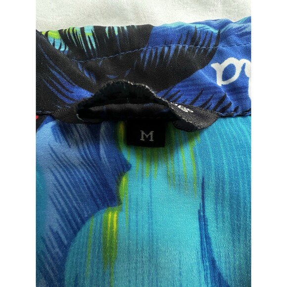 METROP Men’s Blue Tropical Hawaii Aloha Button-Up Pocket Casual Shirt Size M - Picture 8 of 10